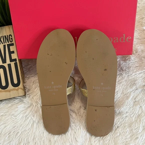 ๐HP๐ Kate Spade Claire Gold Glitter Crab Sandal / Shoes - Picture 9 of 11